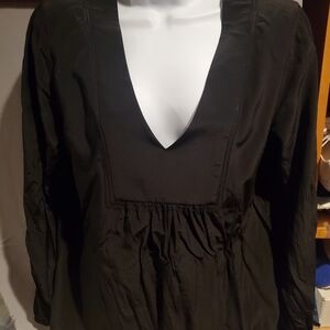 Trina Turk silk Black V-Neck Top
